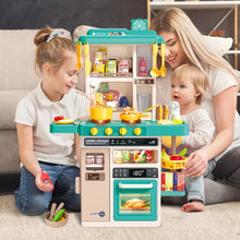Load image into Gallery viewer, Green Realistic Lights &amp; Sounds Kids Role Play Kitchen Set with Simulation of Spray Features Toys with Lots of Kitchen Accessories Gift-K42-B
