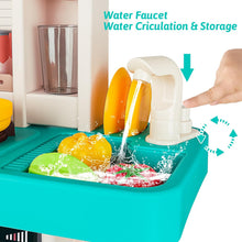 Load image into Gallery viewer, Green Realistic Lights &amp; Sounds Kids Role Play Kitchen Set with Simulation of Spray Features Toys with Lots of Kitchen Accessories Gift
