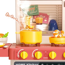 Load image into Gallery viewer, Pink Kitchen Playset Toy with Realistic Lights &amp; Sounds Simulation of Spray Features Pretend Role Play Toys with Lots of Kitchen Accessories
