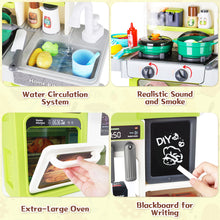 Load image into Gallery viewer, Interactive Kids Kitchen Playset with Realistic Features and Accessories with play food, stove, oven, storage space, and kitchen appliances
