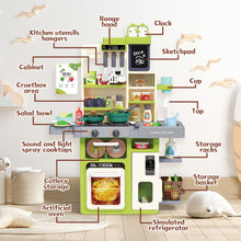 Load image into Gallery viewer, Interactive Kids Kitchen Playset with Realistic Features and Accessories with play food, stove, oven, storage space, and kitchen appliances
