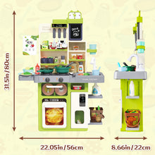 Load image into Gallery viewer, Interactive Kids Kitchen Playset with Realistic Features and Accessories with play food, stove, oven, storage space, and kitchen appliances
