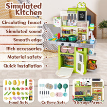 Load image into Gallery viewer, Interactive Kids Kitchen Playset with Realistic Features and Accessories with play food, stove, oven, storage space, and kitchen appliances
