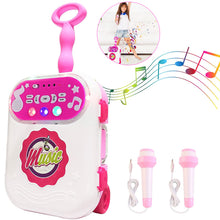 Load image into Gallery viewer, karaoke Machine 2 Mic Carry Case Play Set with Singing Recording Built-In MP3 Jack LED Lights Toy Learning Educational Machine for Kids-KMCC
