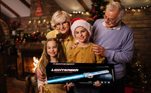 Load image into Gallery viewer, 7-Color Rechargeable Lightsaber for Kids Motion Sensing, Retractable Design, Spin Feature, Dynamic Sound Effects, Quick Flick Action, Dual-Wield Option, and 7 Color Modes
