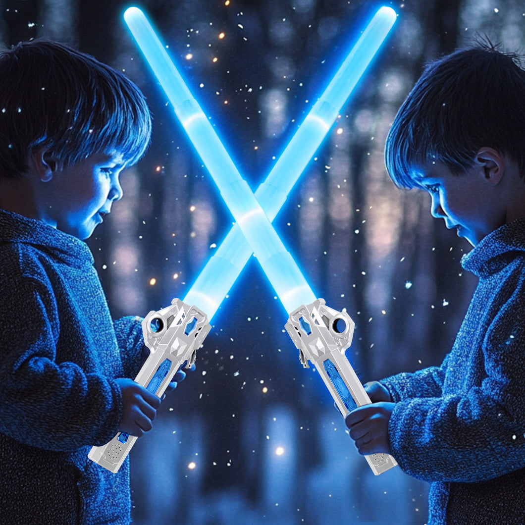 7-Color Rechargeable Lightsaber for Kids Motion Sensing, Retractable Design, Spin Feature, Dynamic Sound Effects, Quick Flick Action, Dual-Wield Option, and 7 Color Modes