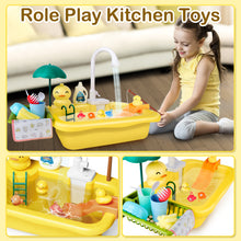 Load image into Gallery viewer, Yellow Kitchen Pretend Play Dishwasher Toy Sets Real Running Water Kids with Kitchen Accessories for Children Gift
