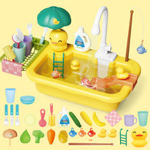 Load image into Gallery viewer, Yellow Kitchen Pretend Play Dishwasher Toy Sets Real Running Water Kids with Kitchen Accessories for Children Gift
