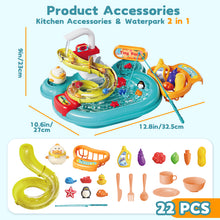 Load image into Gallery viewer, Kids Water Play Table with Fishing Game Slide, and Accessories-Fun Bathtub or Outdoor Toy for Toddlers-Includes Fishing Rod, Water Slide, Floating Ducks, and Play Food
