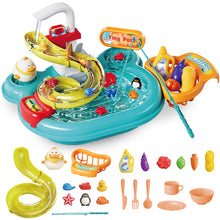 Load image into Gallery viewer, Kids Water Play Table with Fishing Game Slide, and Accessories-Fun Bathtub or Outdoor Toy for Toddlers-Includes Fishing Rod, Water Slide, Floating Ducks, and Play Food
