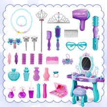 Load image into Gallery viewer, Princess Vanity Dressing Table with Stool Children Role Play Makeup Styling Set Toy Gifts
