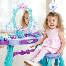 Load image into Gallery viewer, Princess Vanity Dressing Table with Stool Children Role Play Makeup Styling Set Toy Gifts
