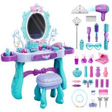 Load image into Gallery viewer, Princess Vanity Dressing Table with Stool Children Role Play Makeup Styling Set Toy Gifts
