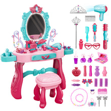 Load image into Gallery viewer, Princess Vanity Dressing Table with Stool Children Role Play Makeup Styling Set Toy Gifts
