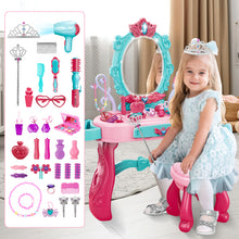 Load image into Gallery viewer, Princess Vanity Dressing Table with Stool Children Role Play Makeup Styling Set Toy Gifts
