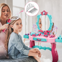 Load image into Gallery viewer, Princess Vanity Dressing Table with Stool Children Role Play Makeup Styling Set Toy Gifts
