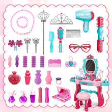 Load image into Gallery viewer, Princess Vanity Dressing Table with Stool Children Role Play Makeup Styling Set Toy Gifts
