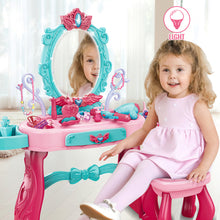 Load image into Gallery viewer, Princess Vanity Dressing Table with Stool Children Role Play Makeup Styling Set Toy Gifts
