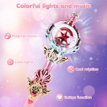 Load image into Gallery viewer, Light-Up Magic Princess Wand for Kids LED Wand with Music and Lights Perfect for Girls&#39; Pretend Play, Halloween Costumes, and Christmas Gifts
