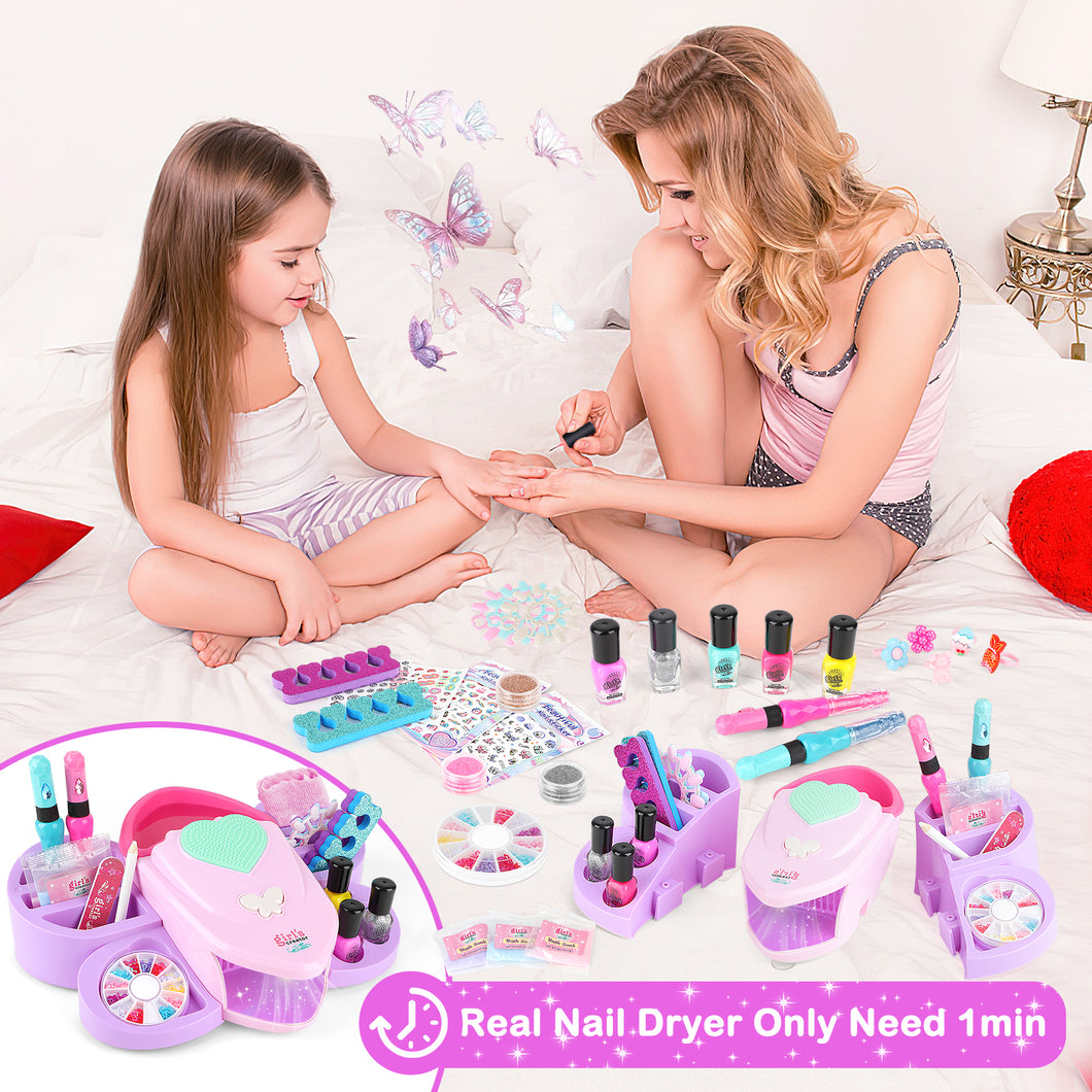 Kids Makeup Nail Polish Nail Studio Peel Off Nail Polish Set Perfect Gift for Girls 5 6 7 8 9 10 Years