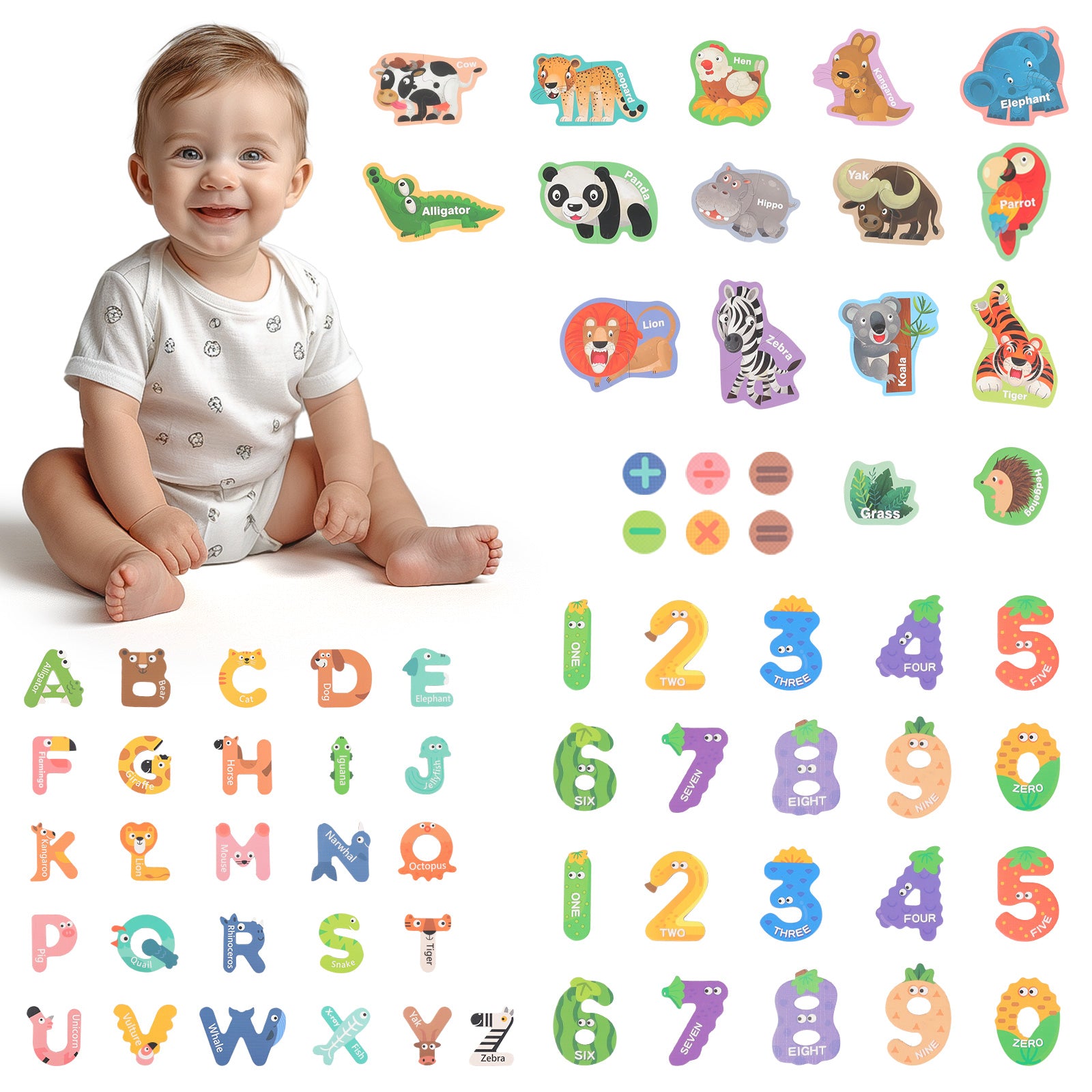 Sticker Initial Eyfs Early Kids Education Magnetic Sticker Set Animals Alphanumeric Fridge ...