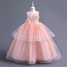 Load image into Gallery viewer, Children Evening Dresses Discoball Girls Princess Dress Double Tulle Bow Lace Sleeveless Embroidery Flower Girl Dress, Birthday Party Wedding Bridesmaid First Communion Girls&#39; Dresses for 120cm-170cm Kids
