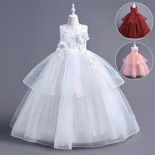 Load image into Gallery viewer, Children Evening Dresses Discoball Girls Princess Dress Double Tulle Bow Lace Sleeveless Embroidery Flower Girl Dress, Birthday Party Wedding Bridesmaid First Communion Girls&#39; Dresses for 120cm-170cm Kids
