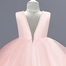 Load image into Gallery viewer, Girls Dress Sleeveless Ball Gown Wedding Party Pageant, Kids Baby Girls Beaded Backless Bowknot Tutu Princess Dress + Headband, Girl Bridesmaid Wedding Party Prom Dresses Childrens Gowns Age 2-8 Years Available in 3 colours
