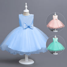 Load image into Gallery viewer, Girls Dress Sleeveless Ball Gown Wedding Party Pageant, Kids Baby Girls Beaded Backless Bowknot Tutu Princess Dress + Headband, Girl Bridesmaid Wedding Party Prom Dresses Childrens Gowns Age 2-8 Years Available in 3 colours
