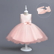 Load image into Gallery viewer, Girls Dress Sleeveless Ball Gown Wedding Party Pageant, Kids Baby Girls Beaded Backless Bowknot Tutu Princess Dress + Headband, Girl Bridesmaid Wedding Party Prom Dresses Childrens Gowns Age 2-8 Years Available in 3 colours
