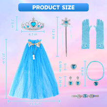 Load image into Gallery viewer, Princess Dress-Up Costume Set for Girls lncludes Cape, Crown, Wand, Necklace,Ring,Gloves, and Earrings -Perfect for Birthdays, Parties, Halloween, and Christmas Cosplay
