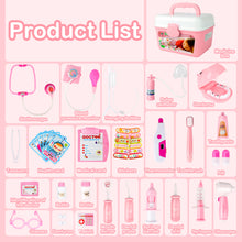 Load image into Gallery viewer, Kids Role Play Dentist Surgeon Vet Medical Light and Sound Electronic Stethoscope Lab Coat Cap  Play Medical Equipment for Kids(Pink)
