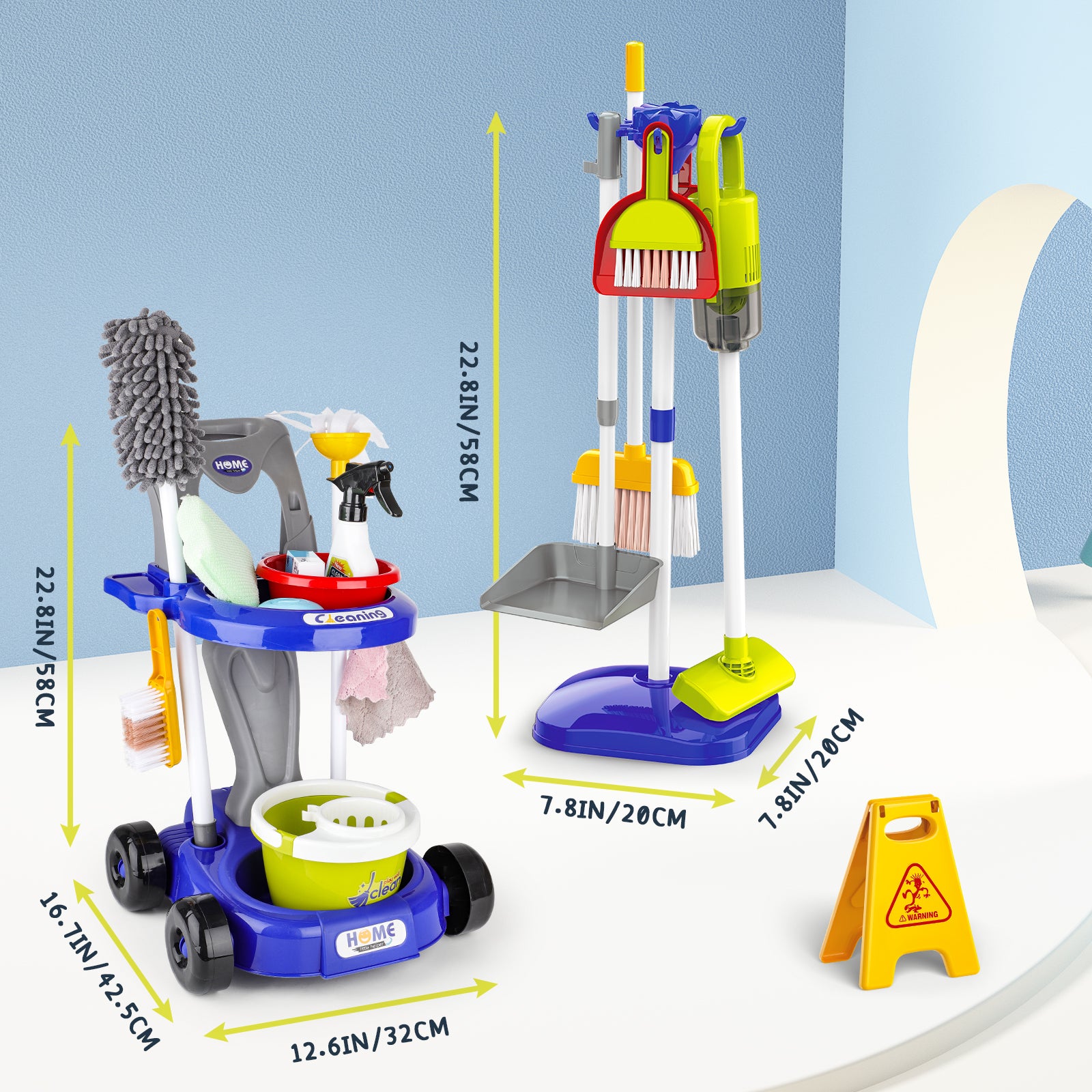 Kids Play Trolley Cleaning Set Educational Toy Cleaning Set for