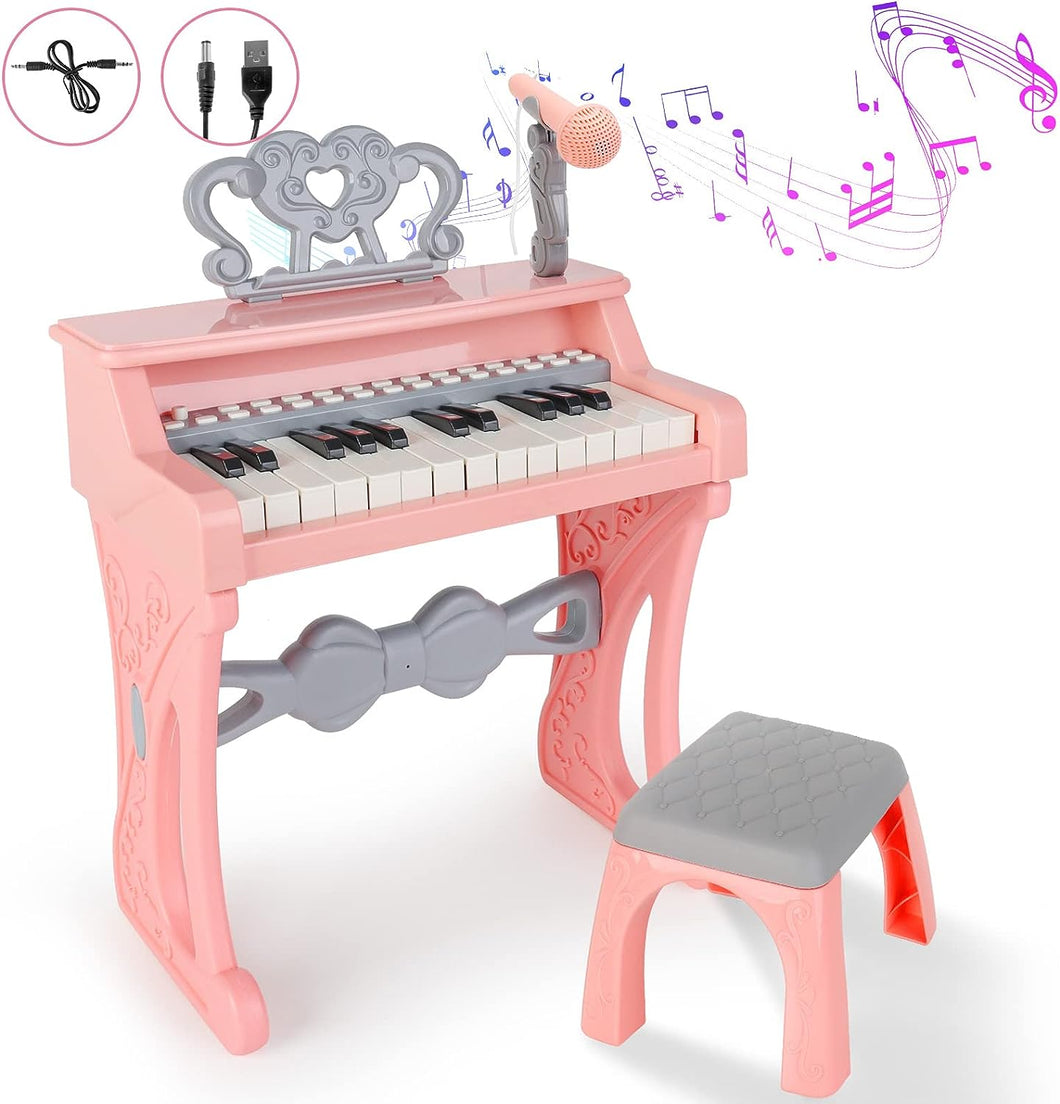 Piano Toy 25 Keys Music Toy Instruments with Microphone Piano Keyboard Toy for Kids Kids Piano Toys Birthday Xmas Gift for Girls-PNO-1-U