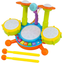 Load image into Gallery viewer, Kids Beginner’s Musical Drum Set with Microphone &amp; Light‑Up Sound Effects – Interactive Music Toy for Children Ages 3+
