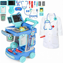 Load image into Gallery viewer, Kids Doctor’s Trolley Playset with Medical Tools &amp; Costume – Mobile Pretend Medical Station with Sound Effects – Educational Role‑Play Toy for Boys &amp; Girls Ages 3+
