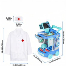 Load image into Gallery viewer, Kids Doctor’s Trolley Playset with Medical Tools &amp; Costume – Mobile Pretend Medical Station with Sound Effects – Educational Role‑Play Toy for Boys &amp; Girls Ages 3+
