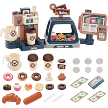 Load image into Gallery viewer, Kids Coffee Shop Playset with Coffee Machine, Cash Register &amp; Bakery Accessories – Pretend Café Role‑Play Toy for Children Ages 3+
