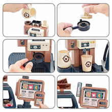 Load image into Gallery viewer, Kids Coffee Shop Playset with Coffee Machine, Cash Register &amp; Bakery Accessories – Pretend Café Role‑Play Toy for Children Ages 3+
