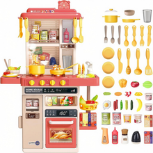 Load image into Gallery viewer, Kids Kitchen Playset with Lights, Steam, Water Sink &amp; 40+ Accessories – Pretend Cooking Toy with Utensils, Food Items &amp; Realistic Functions – Educational Role‑Play Set for Ages 3+
