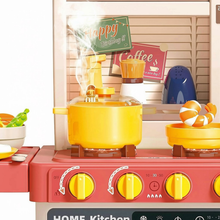 Load image into Gallery viewer, Kids Kitchen Playset with Lights, Steam, Water Sink &amp; 40+ Accessories – Pretend Cooking Toy with Utensils, Food Items &amp; Realistic Functions – Educational Role‑Play Set for Ages 3+
