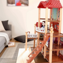 Load image into Gallery viewer, Dream Dolls House Playset for Kids 3-Story Castle Dollhouse 2 Dolls Toy Figures 14 PCs Furniture Accessories Multiple Assembly Toy Gift

