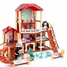 Load image into Gallery viewer, Dream Dolls House Playset for Kids 3-Story Castle Dollhouse 2 Dolls Toy Figures 14 PCs Furniture Accessories Multiple Assembly Toy Gift
