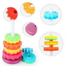 Load image into Gallery viewer, Rainbow Stacking Tower Toy for Toddlers, Colorful Educational Spiral Gears with Rotating Base, Soft and Safe Material, Developmental Toy for Babies 12+ Months
