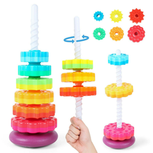 Load image into Gallery viewer, Rainbow Stacking Tower Toy for Toddlers, Colorful Educational Spiral Gears with Rotating Base, Soft and Safe Material, Developmental Toy for Babies 12+ Months
