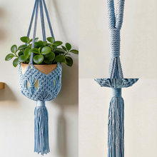 Load image into Gallery viewer, Handwoven Cotton Macramé Plant Hanger – 90 cm Hanging Planter with Metal Hooks
