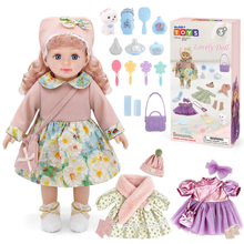 Load image into Gallery viewer, 14 Inch Doll Dress Up Playset, Baby Doll with 3 Outfits &amp; Accessories, Handbags, Hairbrush, Makeup, Hair Accessories, Toy Phone, Cute Pet, Pretend Play Toy Gift for Kids Aged 3+
