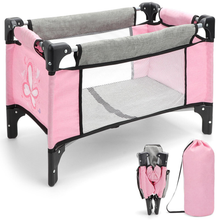 Load image into Gallery viewer, Baby Dolls Crib, Foldable Baby Doll Bed with Storage Bag, Doll Furniture Accessory for Up to 18 Inch Baby Dolls, Christmas Birthday Pretend Play Gift for Kids Ages 3+
