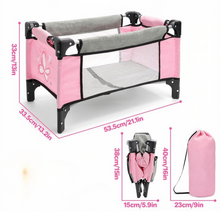 Load image into Gallery viewer, Baby Dolls Crib, Foldable Baby Doll Bed with Storage Bag, Doll Furniture Accessory for Up to 18 Inch Baby Dolls, Christmas Birthday Pretend Play Gift for Kids Ages 3+
