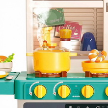 Load image into Gallery viewer, Green Realistic Lights &amp; Sounds Kids Role Play Kitchen Set with Simulation of Spray Features Toys with Lots of Kitchen Accessories Gift
